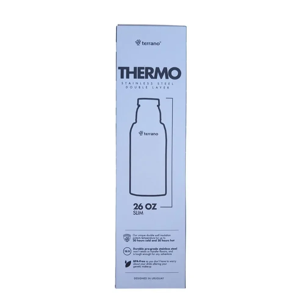 Terrano Thermo Stainless Steel Double Layer 260z 20 Hour Hot Cold Red Bottle NIB